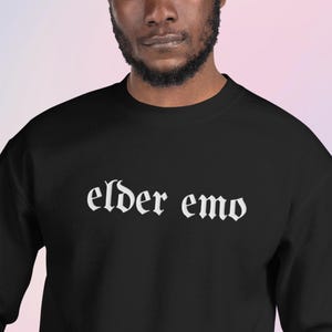 Elder Emo Embroidered Crewneck Sweatshirt | Emo Shirt | Emo Gift, Punk, Emo Moms Club, Goth Clothing, Punk, Concert Lover, Alt Fashion