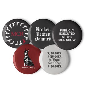 MCR Black Parade Tour Pin Set | My Chemical Romance Pin Buttons Set, Long Live the Black Parade 2025 Tour Merch, My Chem Pins for Concert
