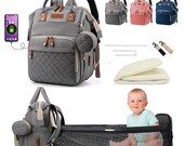 Diaper Bag Mommy Baby Travel Backpack Multifunctional,All-in-One Large Capacity Waterproof Changing Station USB Stroller Strap-Easy Assemble