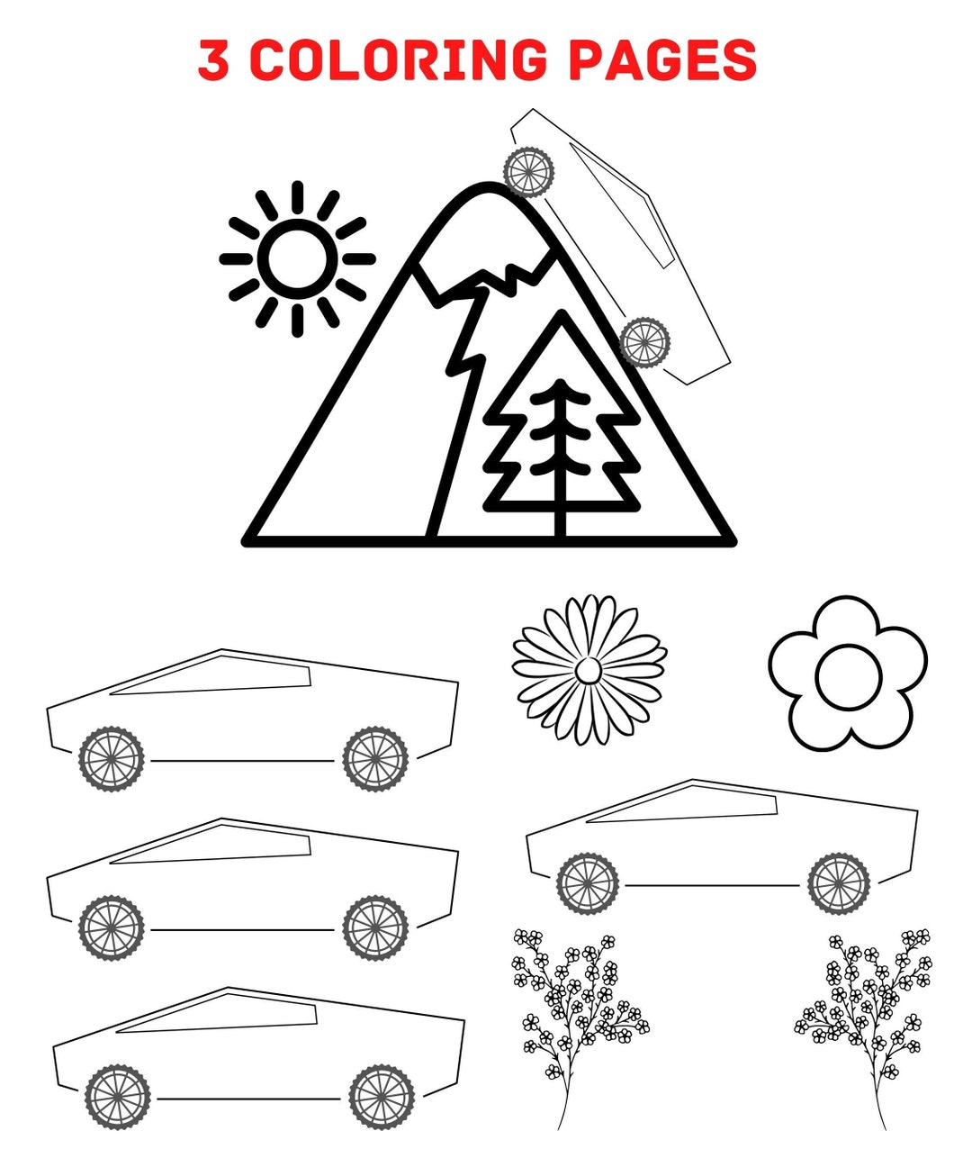 Printable DIY Tesla Cybertruck Coloring Pages for Kids Tesla - Etsy New