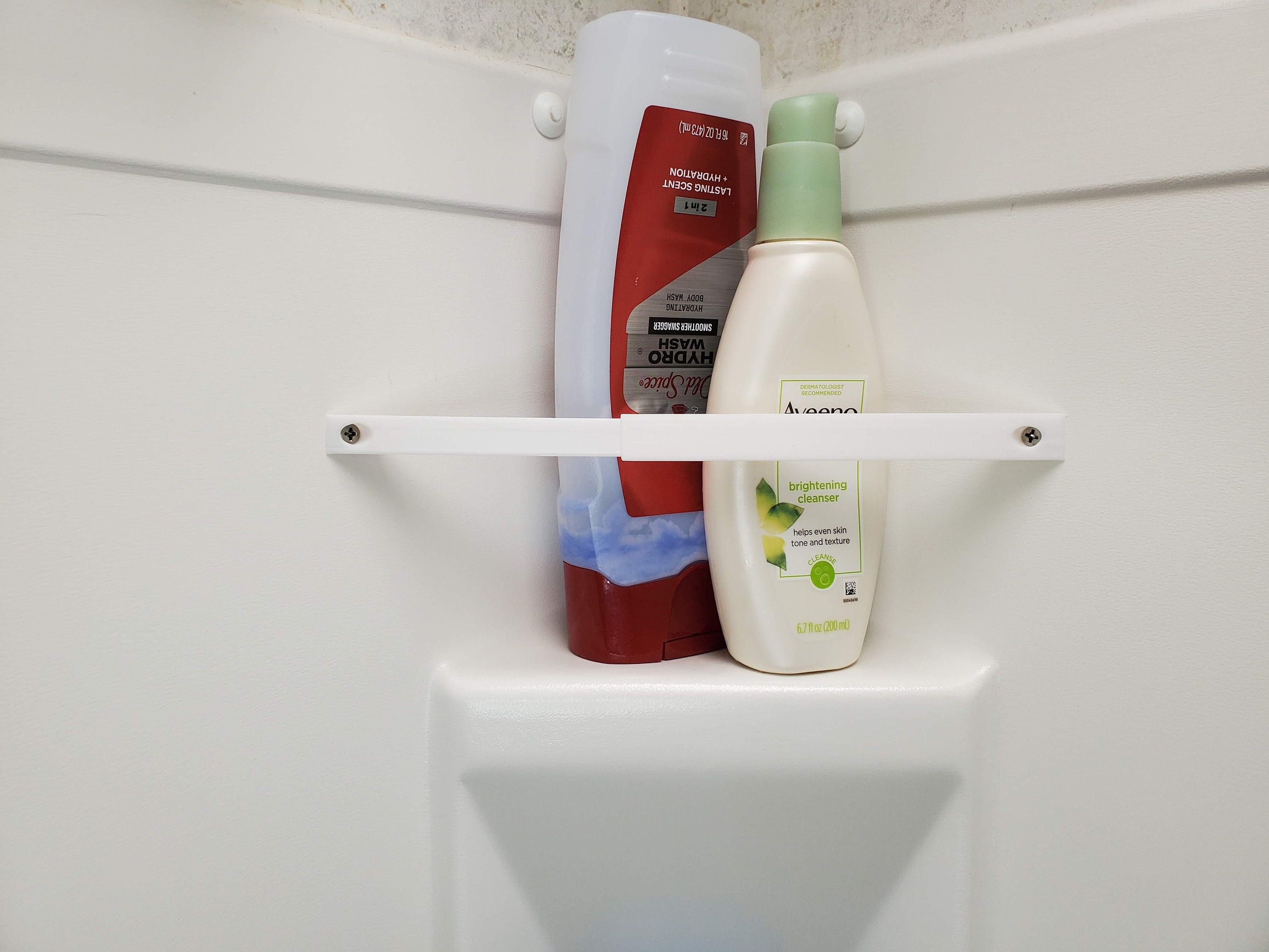 RV Camper Travel Trailer Bathroom Screw in Shower Corner Storage