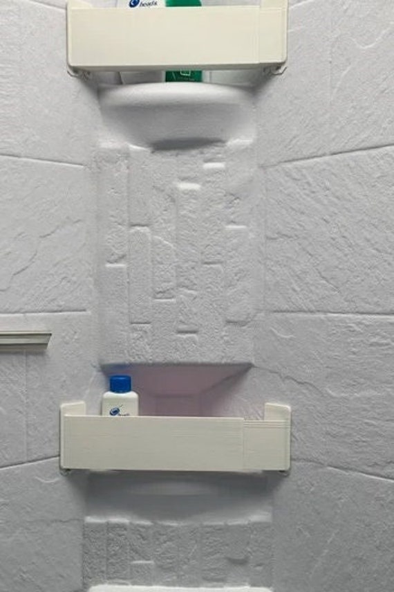 RV Camper Travel Trailer Bathroom Stick on Shower Corner Storage