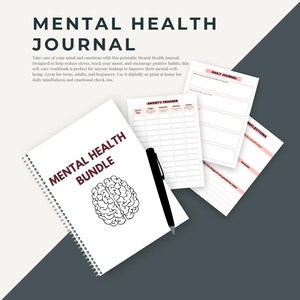 Psychische Gesundheit Journal | Self-Care Arbeitsbuch | Täglicher Stimmungs-Tracker | Druckbare Angst Journal