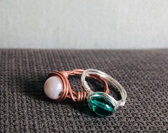 Wire wrapped gemstone ring