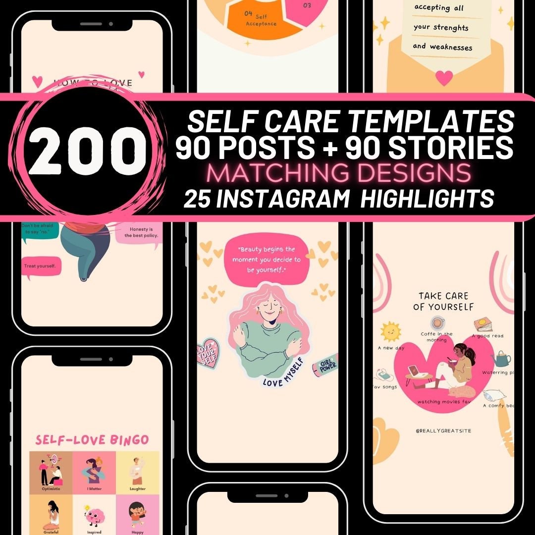 Self Care Instagram Templates: Social Media Content (canva) - Etsy