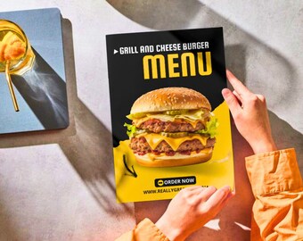 Burger Bar Menu Template: Restaurant Food Truck Menu (Canva Editable, Printable)