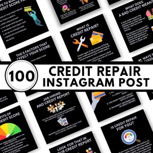 100 Credit Repair Instagram Post, Credit Repair Infographics, Credit Repair Templates, Credit Repair Social Media, Credit Post