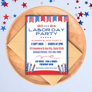 Labor Day Party Invitation, Labor day Invitation Template, Labor day Editable Invitation, Labor Day Digital Invite, Labor Day Online Invite