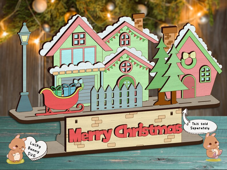 Winter Christmas Town Santa Sleigh SVG for Glowforge or Any - Etsy