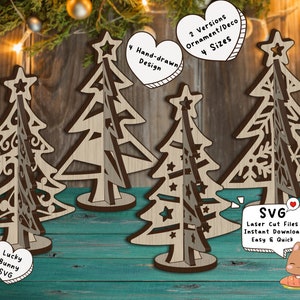 Sapin de Noël 3D SVG : modèle d'ornement découpé au laser (fichiers numériques)