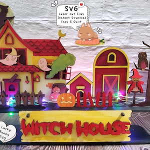 Witch House Halloween Decor SVG: Laser Cut File, Interchangeable Sitter (Digital Files)
