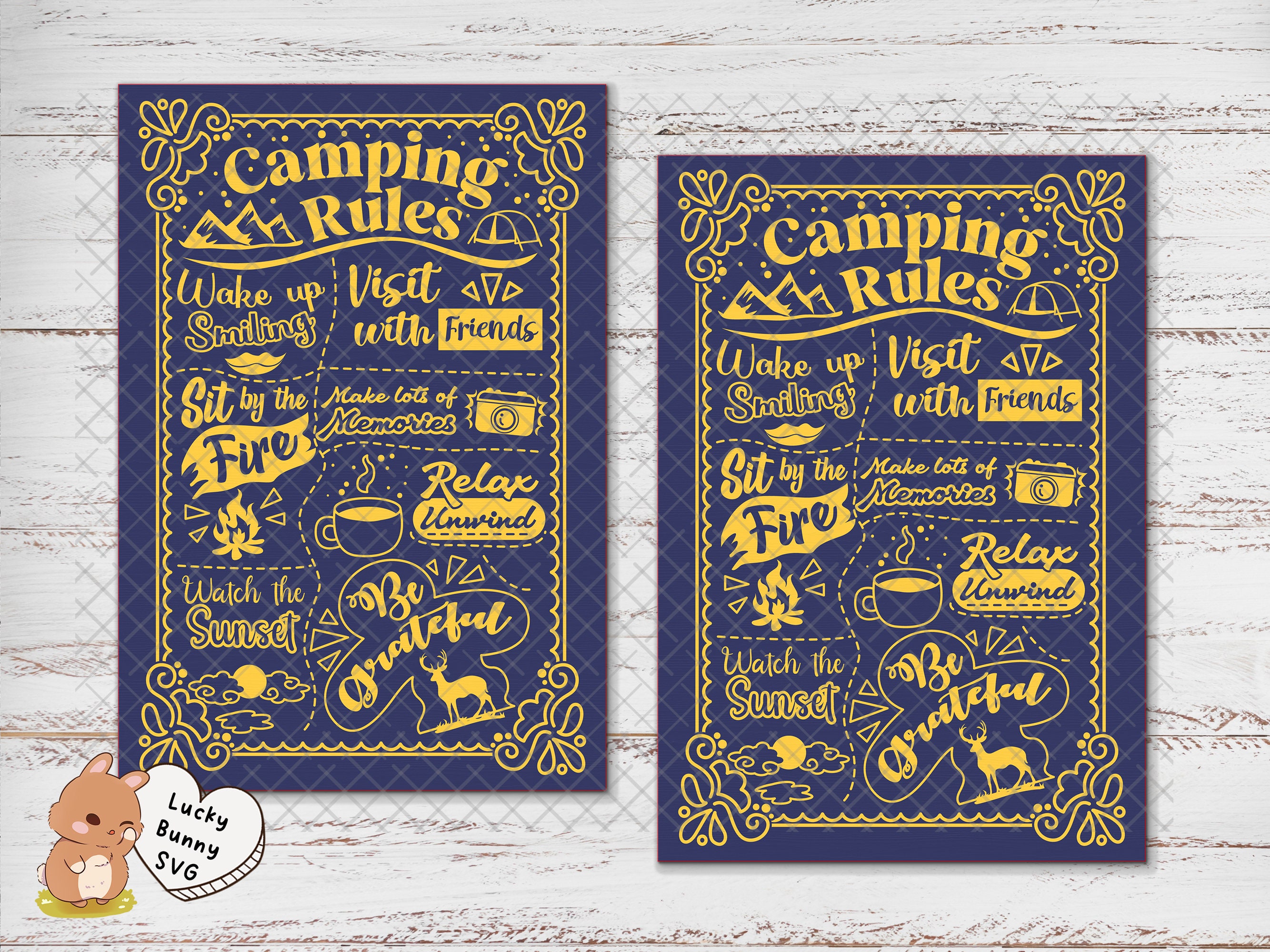 Poster Rules Svg or Laser Cut Cnc Files, Camping Rules Svg