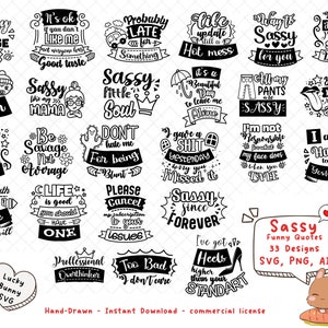 Sassy Quotes SVG Bundle: Funny Sarcastic Designs (Digital Download)