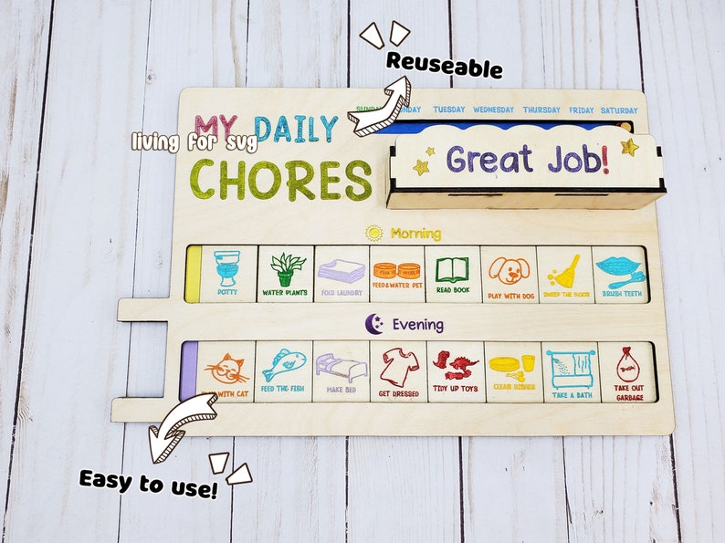 Daily Chores Tracker for Kids, Include Chores Activities, and Tray ...