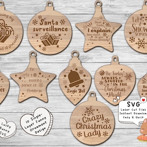 Lustige Weihnachtsverzierung SVG Bündel: Laser geschnittene Schlüsselbund Designs (Digitale Dateien)