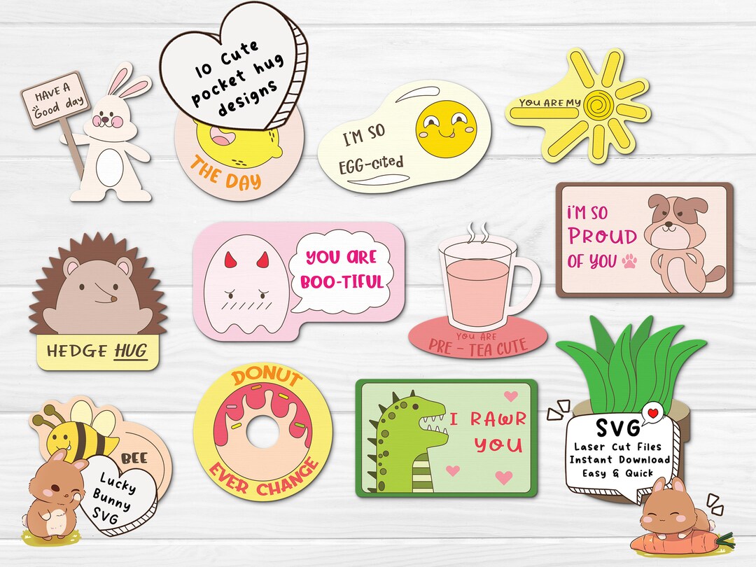 Pocket Hug SVG, Cute Funny Animals Svg for Glowforge Laser Cnc Cut ...