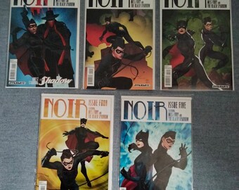 Noir, Comic Books #1-5, Complete Series.  Featuring Miss Fury and The Black Sparrow, also guest starring The Shadow.
