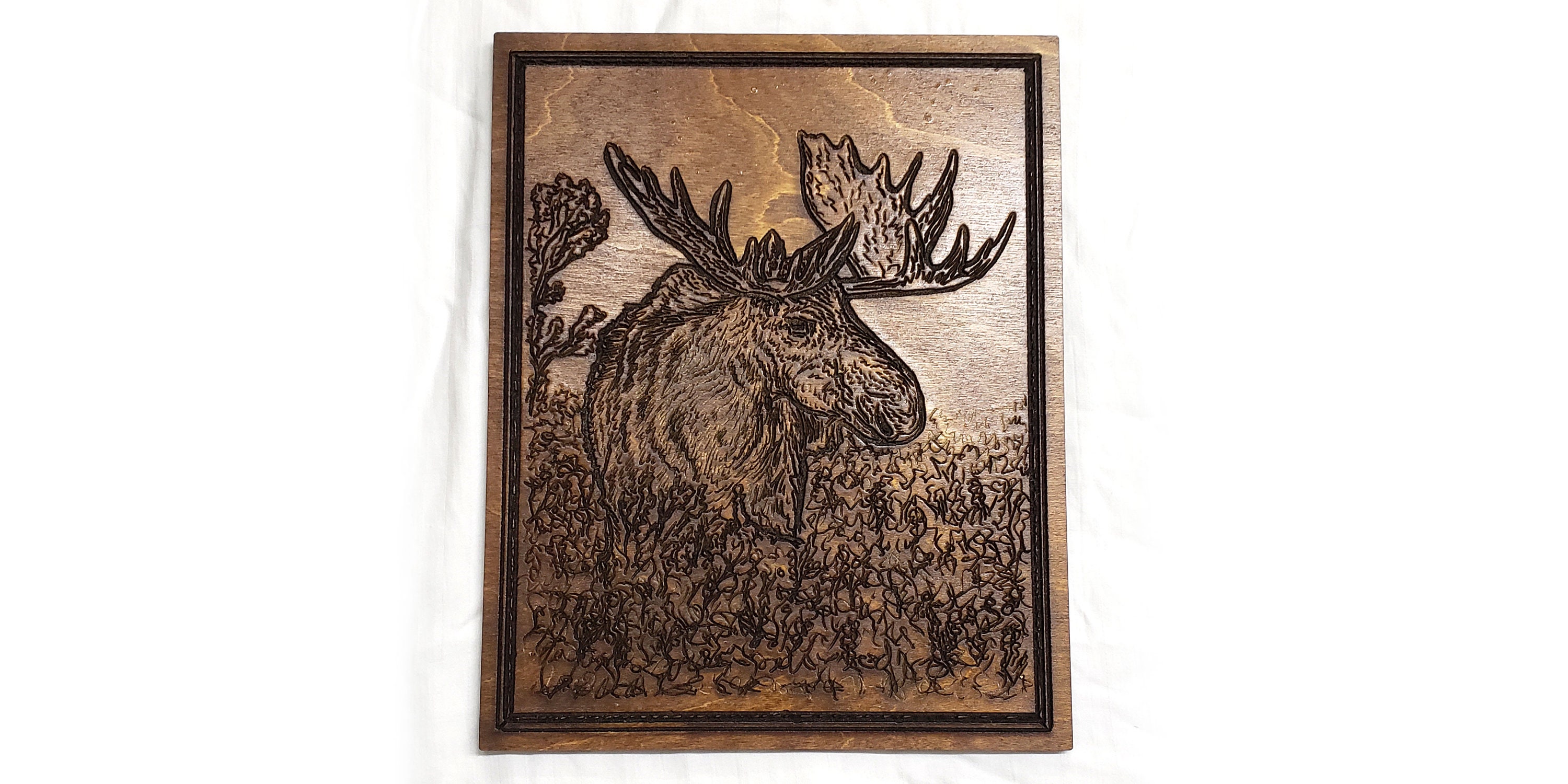 Moose Engraved Wood Wall Art Etsy