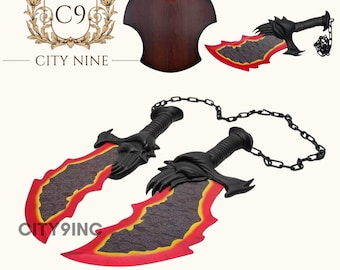 Kratos Chaos Blades: Real Metal Replica Swords - War Game Collection(Black&Red)