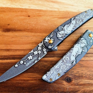 7&quot; Luxury Stone Wash Japanese Style Spring Assisted Open Blade Folding Pocket Knife