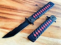 Black Anime Sword Design Spring Assisted Folding Knife