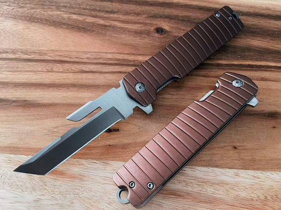 9" Inverted Modified Tanto Anime Sword Design Spring Assisted Folding Knife
