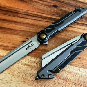 8″ Assisted Tanto Stainless Steel Folding Knife Tactical Cleaver Razor Spring Assisted Open Blade  Pocket knife Gray