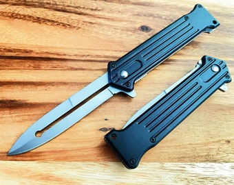 8” Black Joker Spring Open Assisted Folding Soiletto Pocket Knife Blade