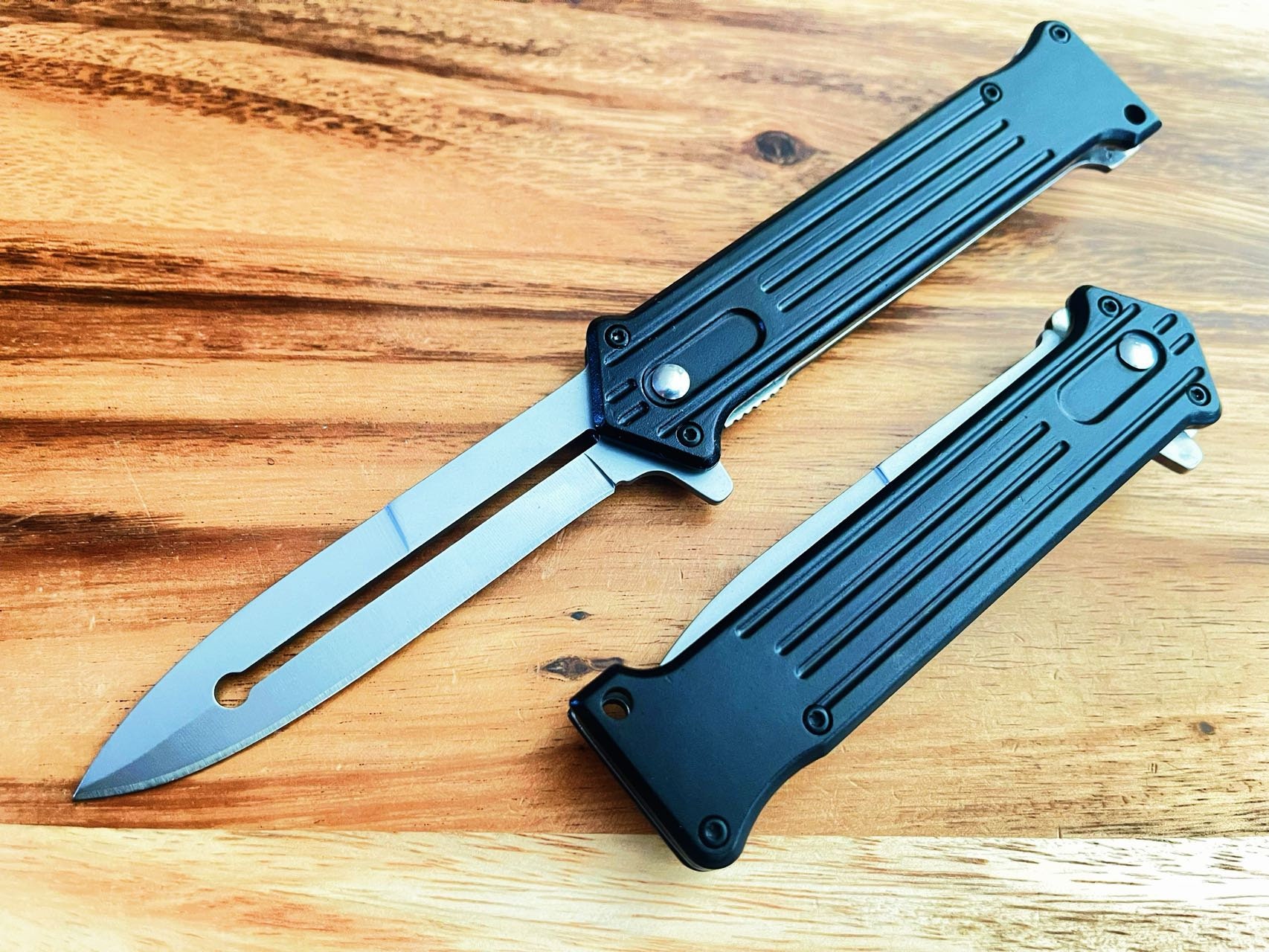 8” Black Joker Spring Open Assisted Folding Soiletto Pocket Knife