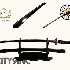 Handmade Black Samurai Katana: High Carbon Steel, Full Tang Blade