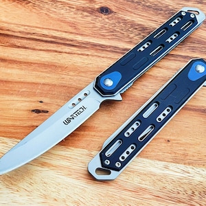 9″ Assisted Stainless Steel Folding Knife Tactical Silver&Black Spring Assisted Open Blade  Pocket knife