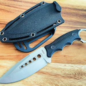 9" Tactical Knife with ABS Swivel Sheath Cutved Security Stainless Steel Belt Knife, Fixed, Full Tang