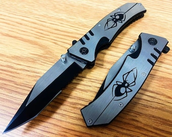 8.75" Spider Heavy Duty Tactical Spring Assisted Folding Pocket Knife EDC Open Blade