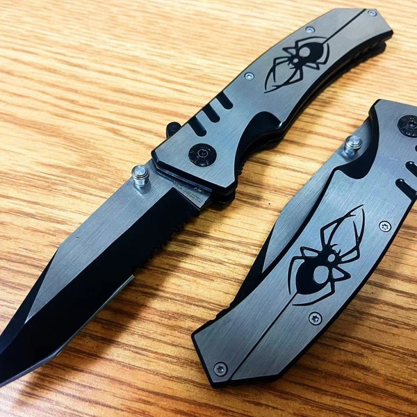 8.75" Spider Heavy Duty Tactical Spring Assisted Folding Pocket Knife EDC Open Blade