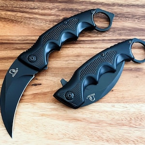 Black Hawkbill Karambit Knife: Spring Assisted Tactical Folding Knife