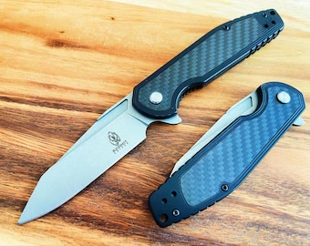 D2 Steel Folding Knife: Ball Bearing, Carbon Fiber Handle