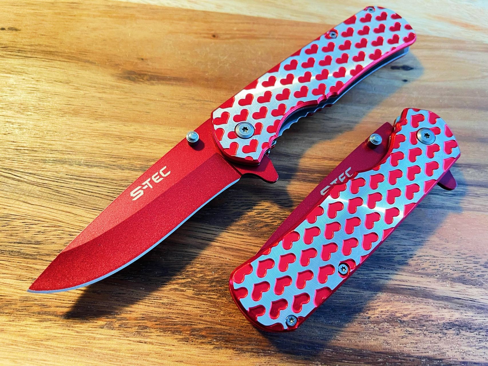7" Luxury Red Valentines Day Heart Spring Assisted Open Blade Folding Pocket Knife