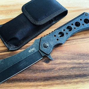10.25″ Ball Bearing Cleaver Giant Cleaver Folding Knife Stonewash Razor Folding Pocket Razor Knife Camping Outdoor