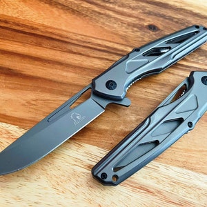 Tactical Folding Pocket Knife: Titanium Gary Coated Stainless Steel