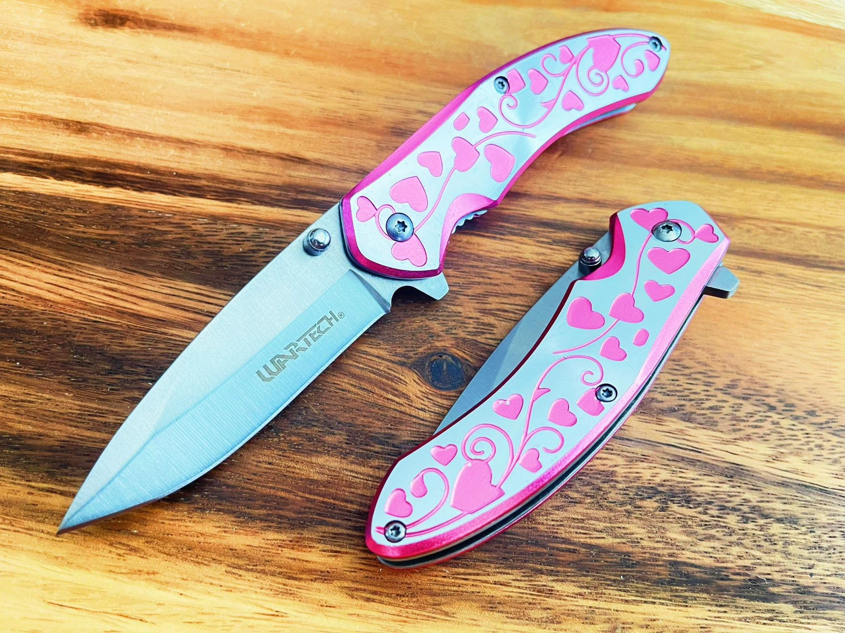 Stainless Steel Folding Knife Cute Cat Print Princess Pink Kitchen