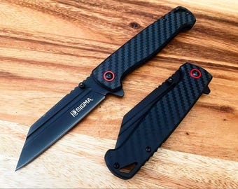 Tactical Folding Knife: 8.5" Carbon Fiber Handle, Ball Bearing Open, Pocket Clip
