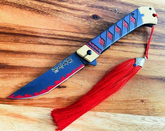 Gray Anime Sword Spring Assisted Folding Pocket Knife