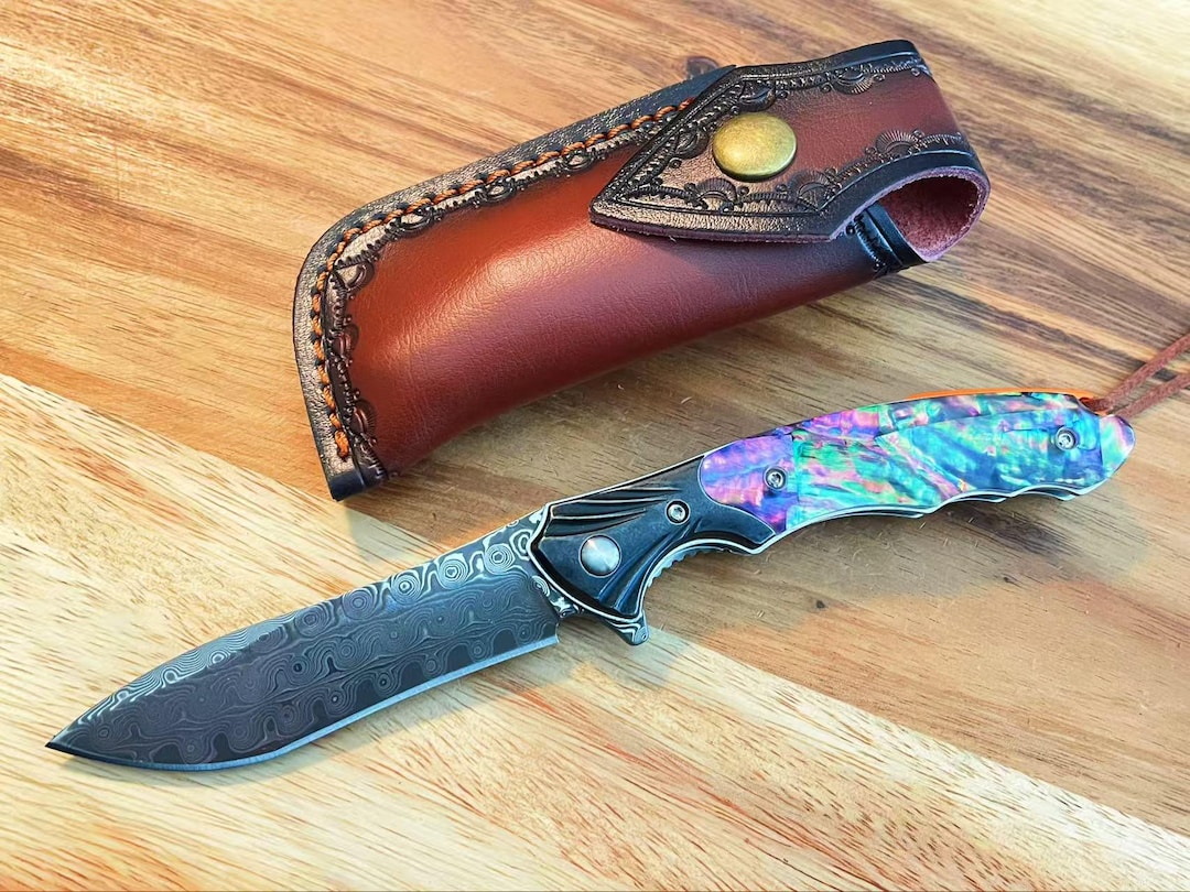 Outdoor Messer Zingbee Damast Taschenmesser Hochwertig, VG10 Damaststahl  Klinge, EDC Böker Taschenmesser Damast, image size:1080x810