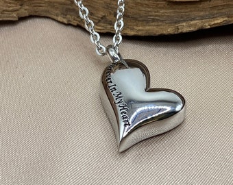 Heart Urn Necklace: Stainless Steel Cremation Jewelry, Forever in My Heart