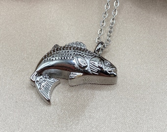 Fish Cremation Urn Necklace: Stainless Steel Memorial Ash Holder