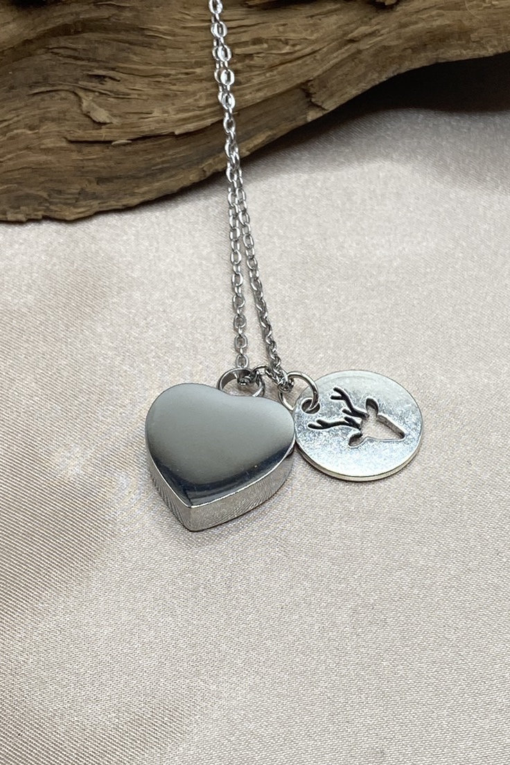 Collana con urna commemorativa: ciondolo a forma di cervo, gioielli per cremazione in acciaio inossidabile - Italia