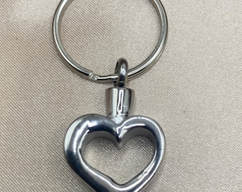 Open Heart Cremation Keychain | Stainless Steel Memorial Keychain for Ashes | Sympathy Gift | Urn Keepsake Keyring | Loss of Loved One