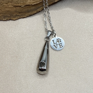 Pet memorial urn jewelry for pet ashes, teardrop cremation urn locket, locket for pet ashes, stainless steel ash keepsake, urn ash holder