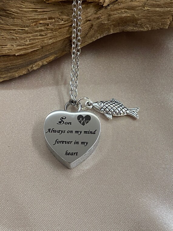 Fishing in Heaven, Gift for Loss, Fillable Jewelry, Cremation Urn, Necklace  for Ashes, Urn Jewelry, Memorial Pendant, Loved to Fish 