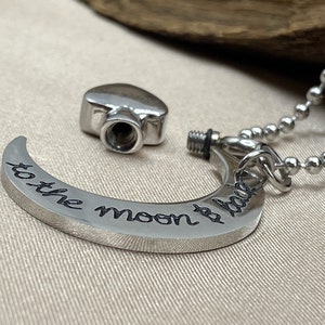Memorial urn jewelry - heart and moon necklace for ashes - stainless steel heart pendant - cremation jewelry - ash holder - cremate jewelry